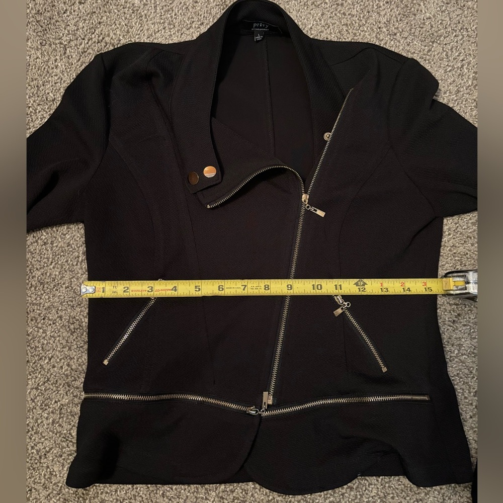 PRIVY Gold Accent Black Asymmetrical Moto Jacket - Picture 8 of 8